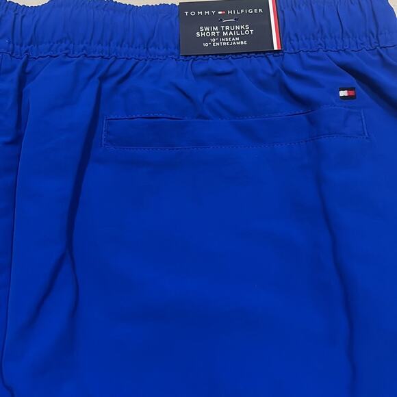 TOMMY HILFIGER Swim Trunks FLAG Lined Shorts Large Tall Colbolt Blue 10” Inseam - Picture 7 of 7